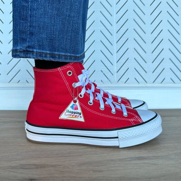 Converse Chuck Taylor EVA Lift Hi Platform 6 Big Kids Shoes Red Sneaker A08425C - Picture 2 of 13